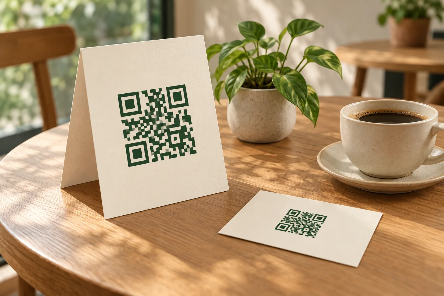 활용 가이드 주제를 표현한 녹색과 크림색의 QR 일러스트
